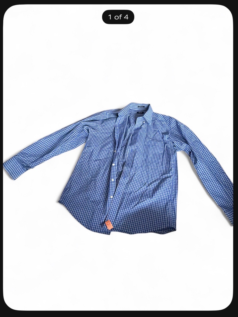 Izod Blue Gingham Button-Down Shirt